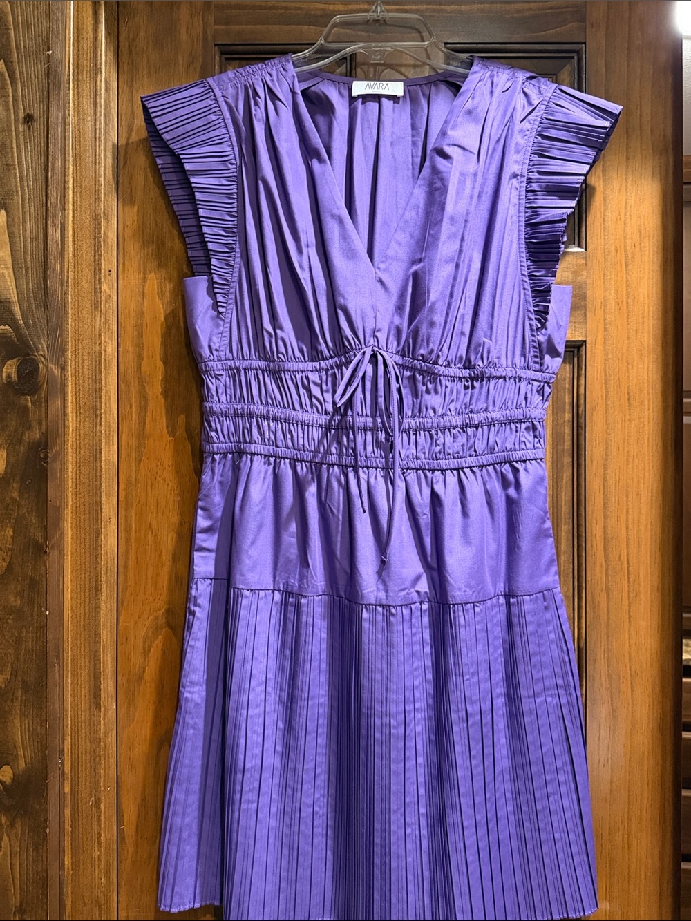 Avara A-line Mini Dress with Pleated Details in Purple